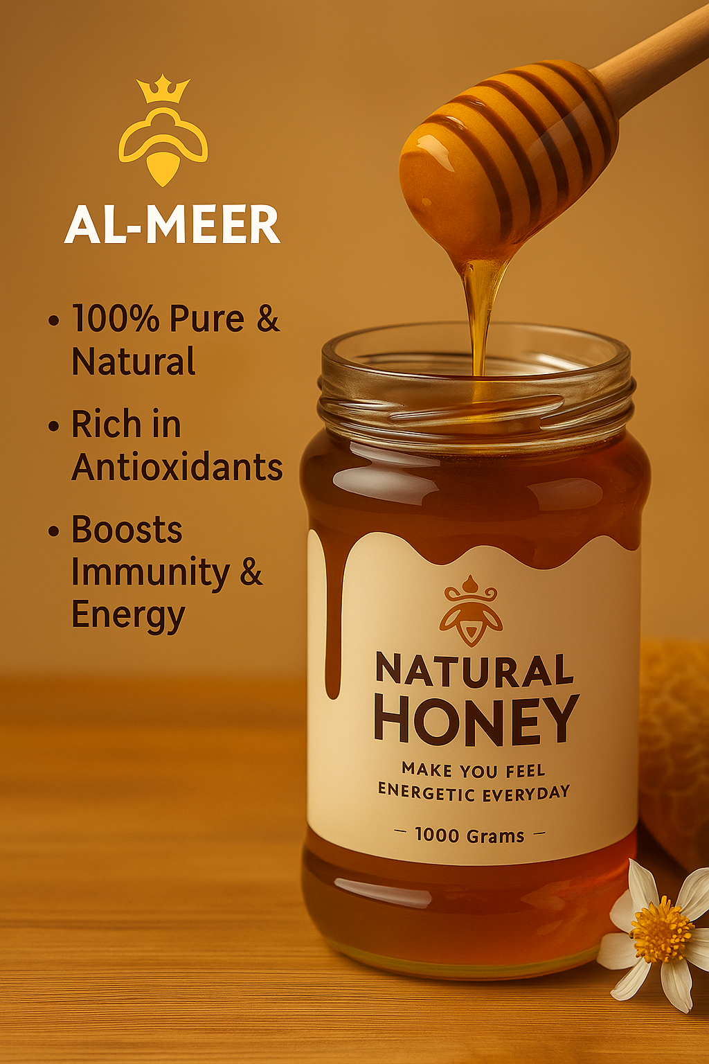 1 kg Al-Meer Premium Organic 100% Natural Honey | Wellness Honey